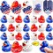24 Pack 2'' Patriotic Rubber Duck with Cards 4th of July Party Favors Baby Bath Toys